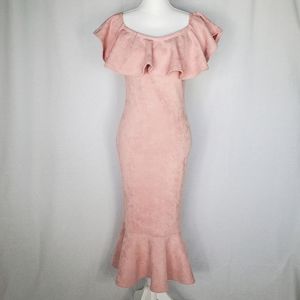 Fashion Nova S Aliana Suede Ruffle Dress